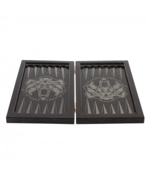 Нарды из камня с гравировкой "Медведь" / Нарды подарочные / Настольная игра / Каменные нарды