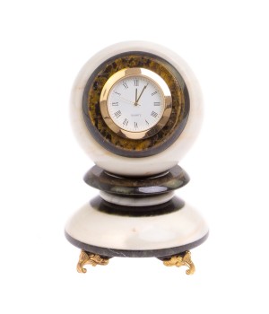 Настольные часы "Антистресс" из газганского мрамора 9 см / часы декоративные / кварцевые часы / интерьерные часы / подарочные часы