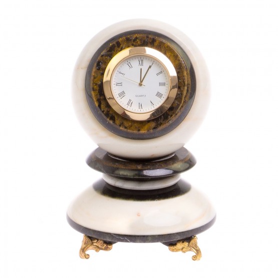 Настольные часы "Антистресс" из газганского мрамора 9 см / часы декоративные / кварцевые часы / интерьерные часы / подарочные часы