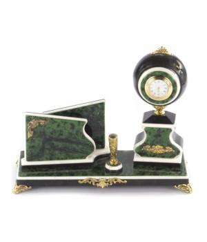 Настольный набор с визитницей "Мини" камень змеевик зеленый