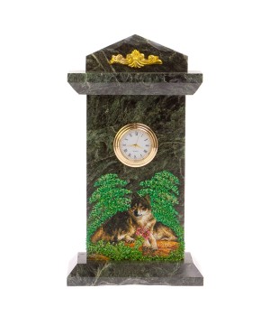Часы "Пара волков" камень змеевик / настольные часы / часы декоративные / кварцевые часы / интерьерные часы / подарочные часы