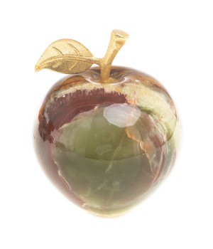 Яблоко сувенирное из камня оникс 10х11,5 см (4) / сувенир из камня / яблоко декоративное / сувенир настольный