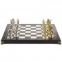 Настольные шахматы "Рыцари крестоносцы" доска 44х44 см из мрамора фигуры металлические