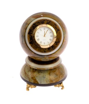 Настольные часы "Шар Антистресс" 9,5 см из офиокальцита / шар декоративный / шар для медитаций / каменный шарик / сувенир из камня