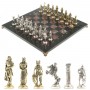 Шахматы металлические "Галлы и Римляне" доска 40х40 см из камня креноид змеевик