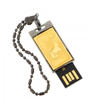 Флеш-карта с гравировкой символа знака зодиака "Козерог" Златоуст USB 2.0 32 Gb в подарочной упаковке