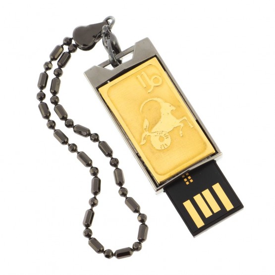 Флеш-карта с гравировкой символа знака зодиака "Козерог" Златоуст USB 2.0 32 Gb в подарочной упаковке