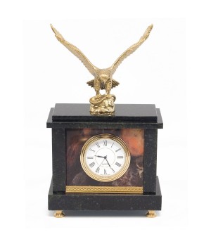 Часы из натуральной яшмы и бронзы "Орел"