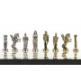 Шахматы декоративные "Александр Македонский" доска 36х36 см камень мрамор змеевик фигуры металлические