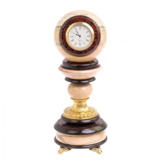 Настольные часы "Шар Антистресс" 10 см на подставке из мрамора / часы декоративные / кварцевые часы / интерьерные часы / подарочные часы
