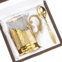 Позолоченный подстаканник "Герб России" с хрустальным стаканом в подарочной упаковке Златоуст