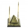 Настольная визитница "Пирамида" с двумя металлическими ручками камень змеевик