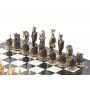 Подарочные шахматы "Деревенские" бронзовые, доска каменная 40х40 см 120035