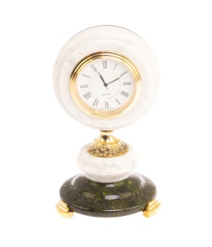 Часы на круглой подставке "Эллада" мрамор змеевик 126391