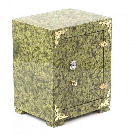 Оригинальный сейф из камня змеевик светло-зеленый 19х15,5х24 см