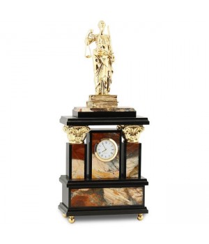 Интерьерные часы "Фемида" из натуральной яшмы и бронзы - элитный подарок судье