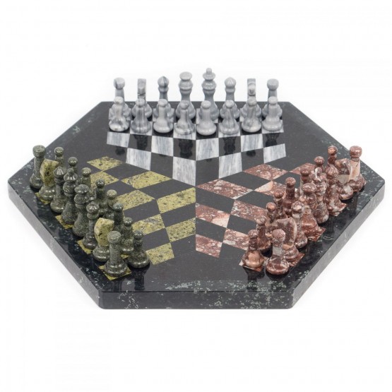 Подарочные шахматы из камня "На троих" доска 49х44 см 117222