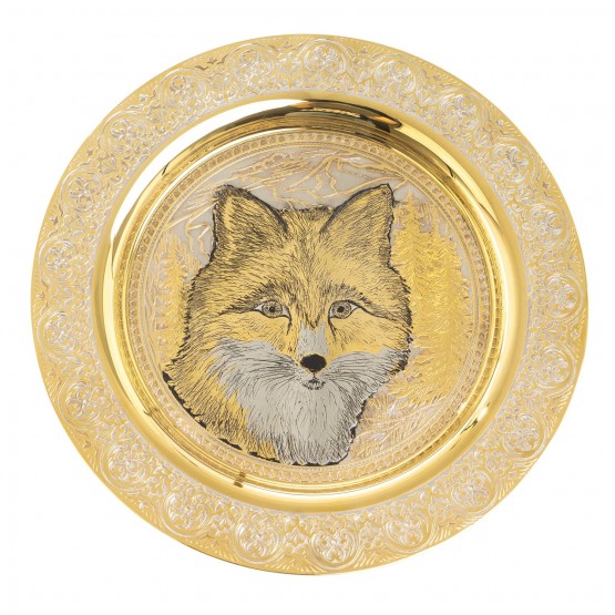Декоративная тарелка с гравюрой "Лиса" 25,5 см в подарочной упаковке Златоуст