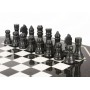 Шахматный столик из натурального белого мрамора и темного змеевика с каменными фигурами
