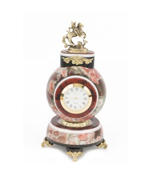 Настольные декоративные часы "Георгий Победоносец" из натурального камня и бронзы