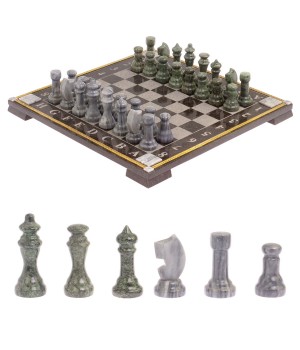 Шахматы с гравировкой "Турнирные" доска 36х36 см мрамор змеевик 126322
