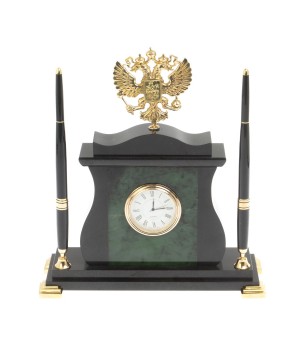 Настольные часы "Герб России" из нефрита 127094