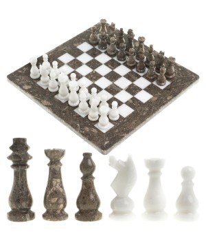 Шахматы сувенирные "Битва" камень мрамор ракушечник 25х25 см 121654