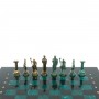 Шахматы "Подвиги Геракла" фигуры бронза / патина 28х28 см из змеевика 128199