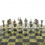 Шахматный стол "Римские воины" камень змеевик / Шахматы подарочные / Шахматы каменные / Шахматы металлические / Шахматный набор