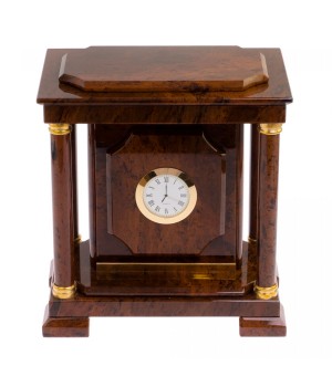 Подарочный сейф с часами из коричневого обсидиана 26х16,5х28,5 см достойный подарок банкиру