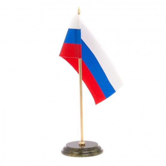 Флагшток с флажком РФ на подставке из нефрита / подставка под флаг