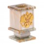 Карандашница "Герб РФ" камень мрамор офиокальцит / стакан для ручек / подставка для карандашей