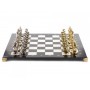 Шахматы с металлическими фигурами "Средневековье" доска 44х44 см из натурального камня мрамор