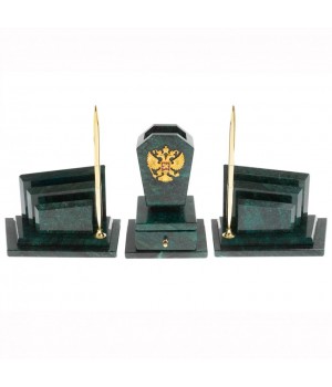 Настольный набор из натурального камня змевик "Гербовый" Настольный набор из натурального камня змевик "Гербовый"