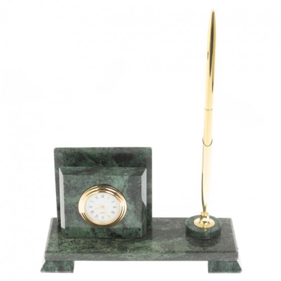 Настольная визитница из камня змеевик 113276