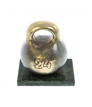 Статуэтка из бронзы "Гиря 24 кг" змеевик 8,5х6,5х8,5 см 129064