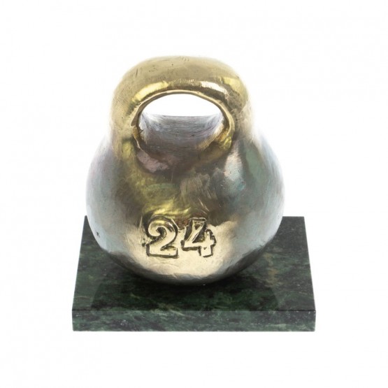 Статуэтка из бронзы "Гиря 24 кг" змеевик 8,5х6,5х8,5 см 129064