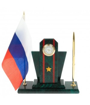 Настольный набор "Погон майор ВС" змеевик 129500