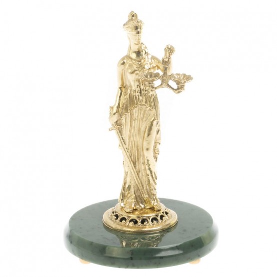 Бронзовая статуэтка "Фемида" на подставке из нефрита 10х10х15 см 127931