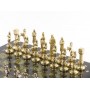 Шахматы "Ренесанс" доска 36х36 см змеевик фигуры цвет золото - серебро / Шахматы подарочные / Набор шахмат / Настольная игра
