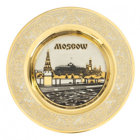 Тарелка с гравюрой "Москва" 12 см в подарочной упаковке Златоуст 128499
