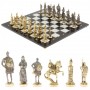 Шахматы с фигурами из бронзы "Русские" доска мрамор долерит 37х37 см 129724