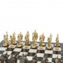 Шахматы с фигурами из бронзы "Русские" доска мрамор долерит 37х37 см 129724