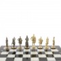 Шахматы с фигурами из бронзы "Русские" доска мрамор долерит 37х37 см 129724