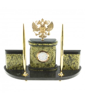 Письменный прибор "Герб РФ" из бронзы и змеевика 122592