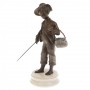 Бронзовая статуэтка "Мальчик рыбак" на подставке из мрамора 129884