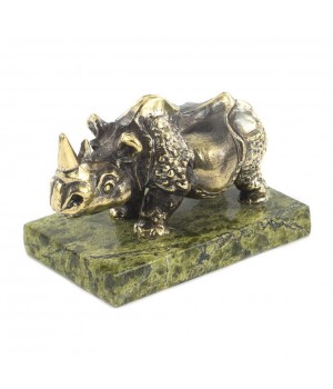 Статуэтка из бронзы и змеевика "Носорог" бронза змеевик 119713
