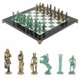 Шахматы "Римляне против Галлов" фигуры бронза / патина 36х36 см мрамор змеевик 128376