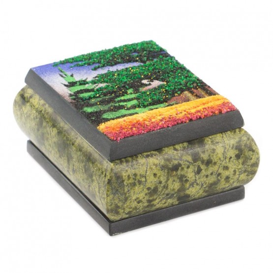 Шкатулка змеевик рисунок Осень 10х8х5 см 119899